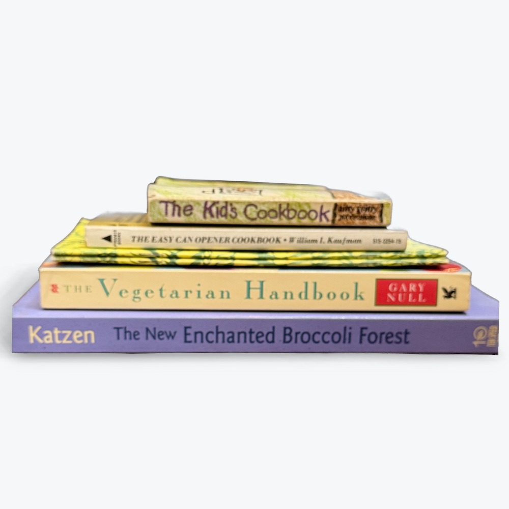 Vintage Cookbooks Lot Vegetarian Kids Easy Can Opener Enchanted Broccoli Forest‎